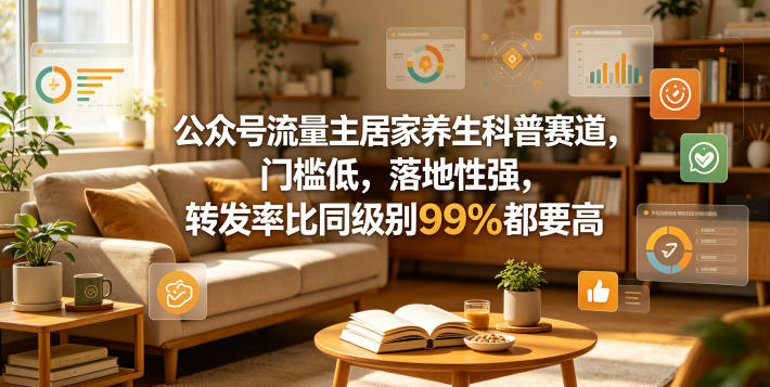 公众号流量主居家养生科普赛道,门槛低,落地性强,转发率比同级别99%都要高 公众号流量主居家养生科普赛道,门槛低,落地性强,转发率比同级别99%都要高