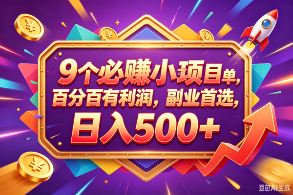 (18462期)9个必赚钱的小项目,百分百赚米,无脑简单,副业首选,日入380+ (18462期)9个必赚钱的小项目,百分百赚米,无脑简单,副业首选,日入380+