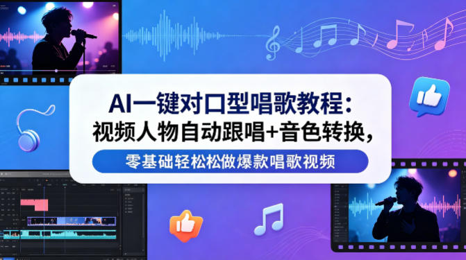 AI一键对口型唱歌教程:视频人物自动跟唱+音色转换,零基础轻松做爆款唱歌视频-智云网