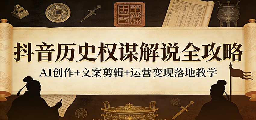 抖音历史权谋解说全攻略：AI创作+文案剪辑+运营变现落地教学-智云网