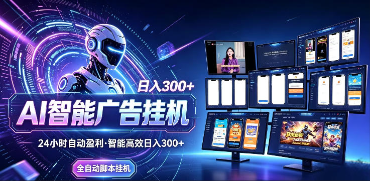 AI智能广告挂G项目，无需人工，单机稳定日入200+，可矩阵放大，24小时不间断刷广告賺收益【揭秘】-智云网