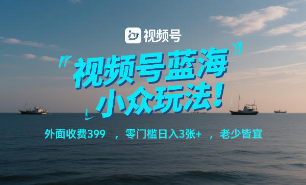 视频号蓝海小众玩法!外面收费399,零门槛日入3张+,老少皆宜-智云网