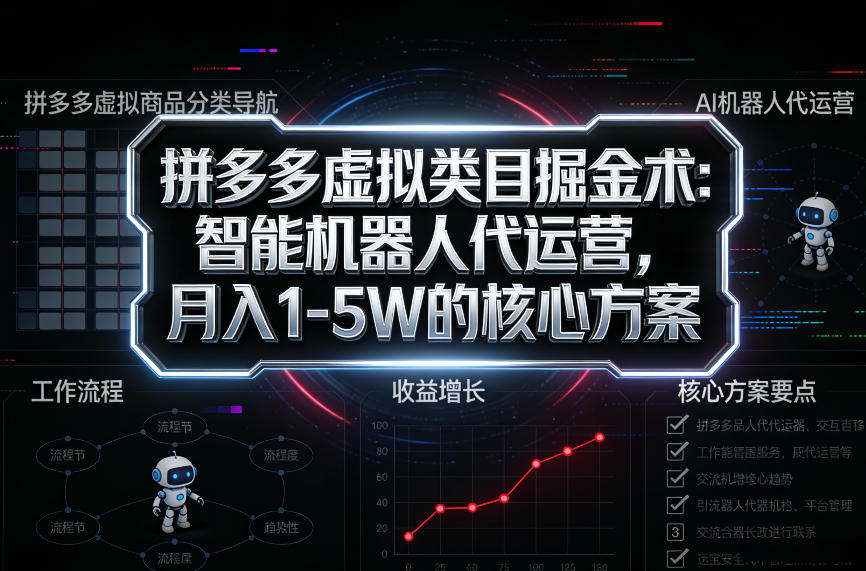 拼多多虚拟类目掘金术:智能机器人代运营,月入1-5W的核心方案【揭秘】-智云网