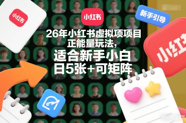 26年小红书虚拟项目正能量玩法,适合新手小白,日5张+可矩阵,附详细操作流程