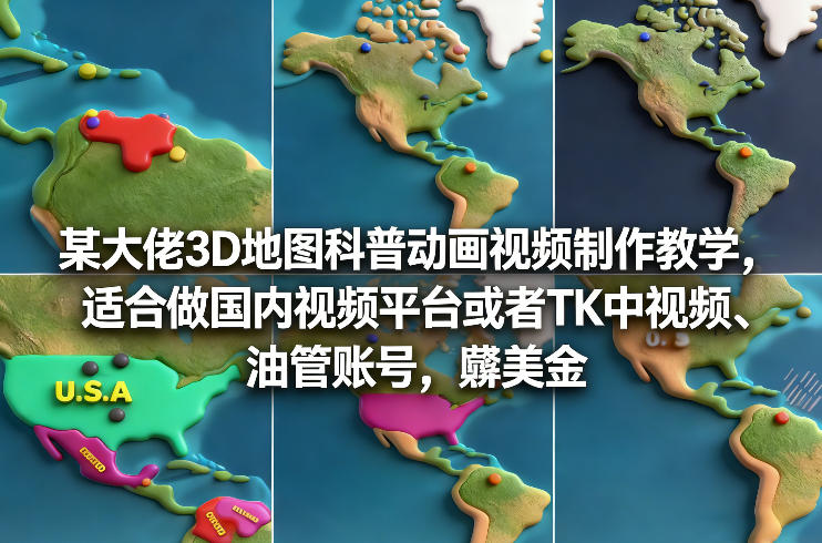 某大佬3D地图科普动画视频制作教学，适合做国内视频平台或者TK中视频、油管账号，賺美金-智云网