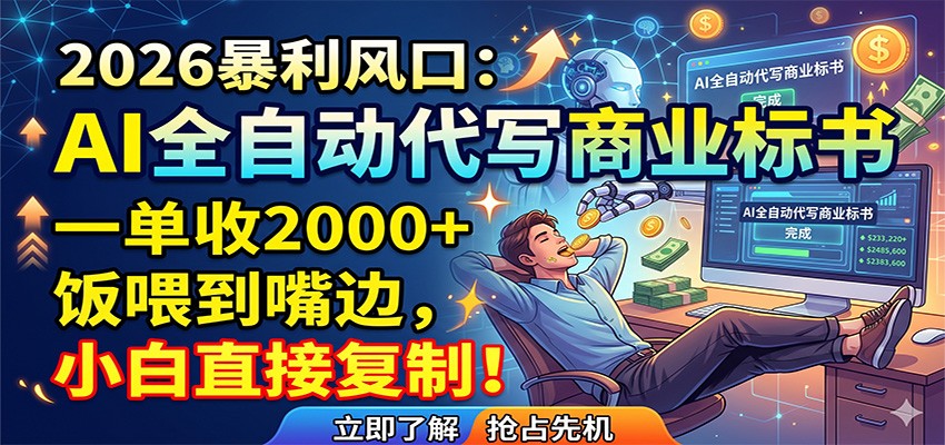 AI全自动代写商业标书,一单收2000+,饭喂到嘴边,小白直接复制-智云网