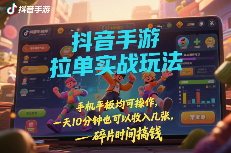 抖音手游拉单实战玩法,手机平板均可操作,一天10分钟也可以收入几张,碎片时间搞钱【揭秘】-智云网