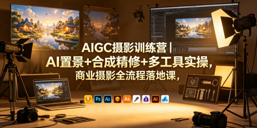AIGC摄影训练营|AI置景+合成精修+多工具实操,商业摄影全流程落地课 AIGC摄影训练营|AI置景+合成精修+多工具实操,商业摄影全流程落地课