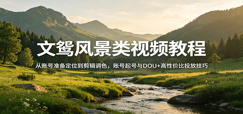 文鸳风景类视频教程：从账号准备定位到剪辑调色，账号起号与DOU+高性价比投放技巧-智云网