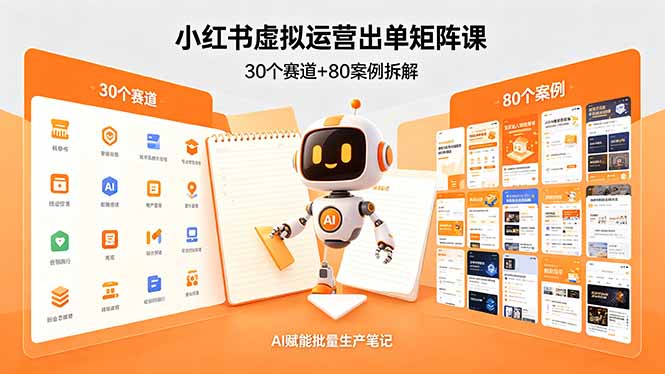 小红书虚拟运营出单矩阵课:30个赛道+80案例拆解,AI赋能批量生产笔记-智云网