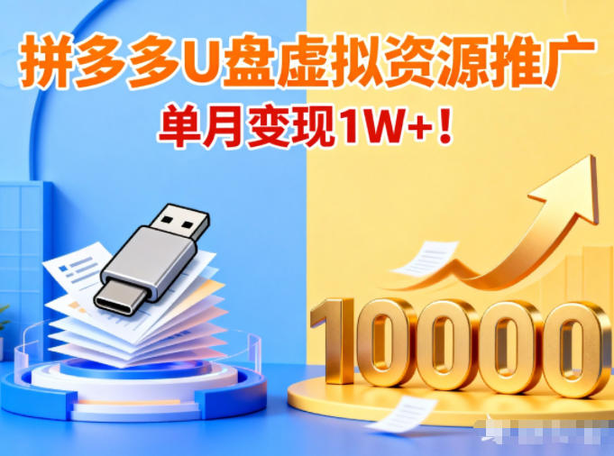 拼多多卖U盘虚拟资源,搭配商品推广,单月变现1W+!-智云网