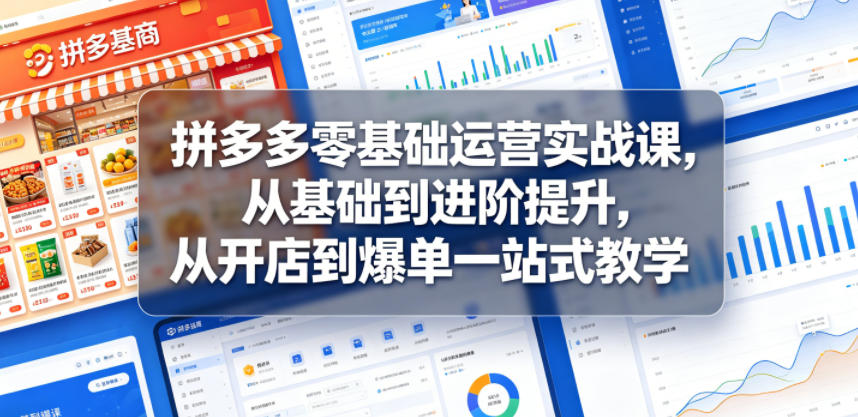 拼多多零基础运营实战课,从基础到进阶提升,从开店到爆单一站式教学 拼多多零基础运营实战课,从基础到进阶提升,从开店到爆单一站式教学