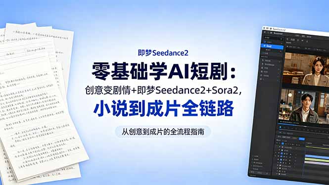 零基础学AI短剧:创意变剧情+即梦Seedance2+Sora2,小说到成片全链路-智云网