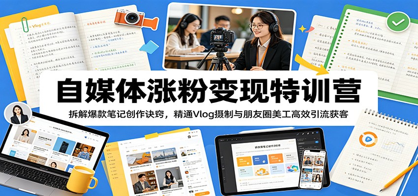 自媒体涨粉变现特训营:拆解爆款笔记创作诀窍,精通Vlog摄制与朋友圈美工高效引流获客-智云网
