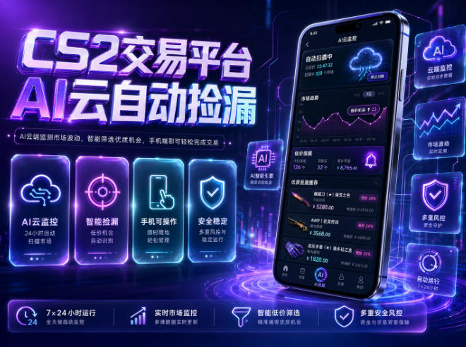 CS2交易平台AI云自动捡漏,多年稳定运行,无需手机,支持任何形式验证,日入300+【揭秘】-智云网