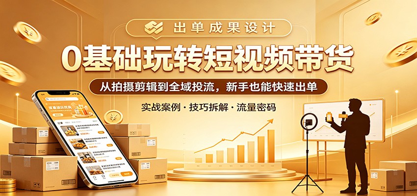 0基础玩转短视频带货：从拍摄剪辑到全域投流，新手也能快速出单-智云网