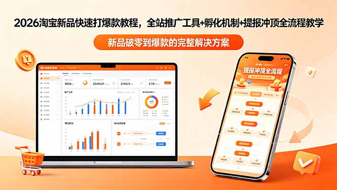 2026淘宝新品快速打爆款教程-更新,全站推广工具+孵化机制+提报冲顶全流程教学-智云网