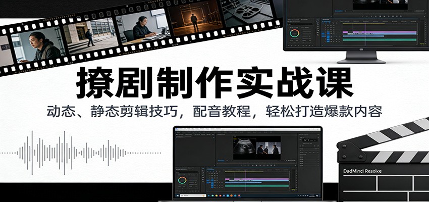 撩剧制作实战课:动态、静态剪辑技巧,配音教程,轻松打造爆款内容-智云网