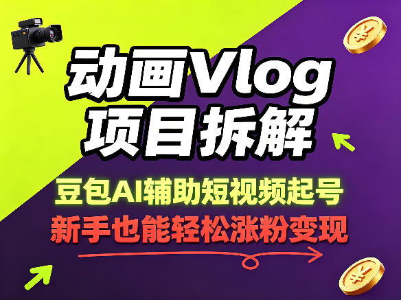动画Vlog项目拆解,豆包AI辅助短视频起号,新手也能轻松涨粉,43条作品涨粉8.3W-智云网