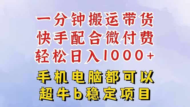 快手黑科技一分钟搬运带货,一刀不剪过原创,微付费投流玩法,轻松日入…-智云网