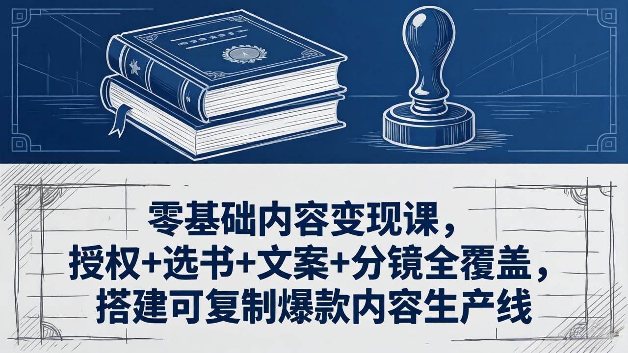 (18243期)零基础内容变现课,授权+选书+文案+分镜全覆盖,搭建可复制爆款内容生产线 (18243期)零基础内容变现课,授权+选书+文案+分镜全覆盖,搭建可复制爆款内容生产线