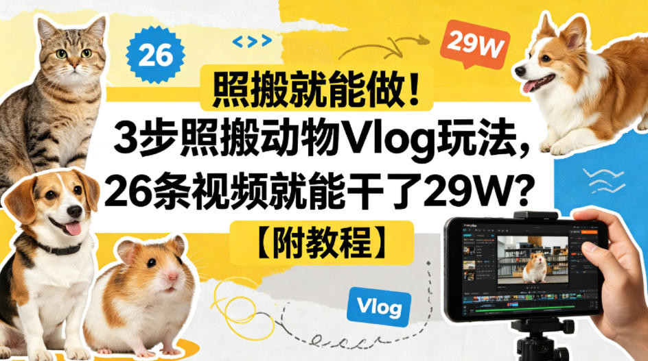 照搬就能做!3步照搬动物Vlog玩法,26条视频就能干了29W?【附教程】【赠coze一键生成工作流】 照搬就能做!3步照搬动物Vlog玩法,26条视频就能干了29W?【附教程】【赠coze一键生成工作流】