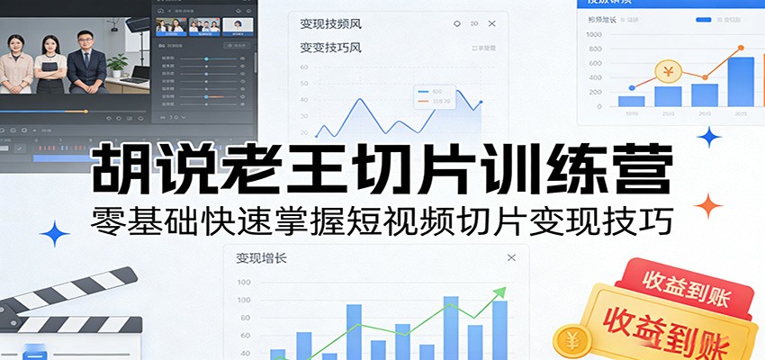 胡说老王切片训练营，零基础快速掌握短视频切片变现技巧-智云网