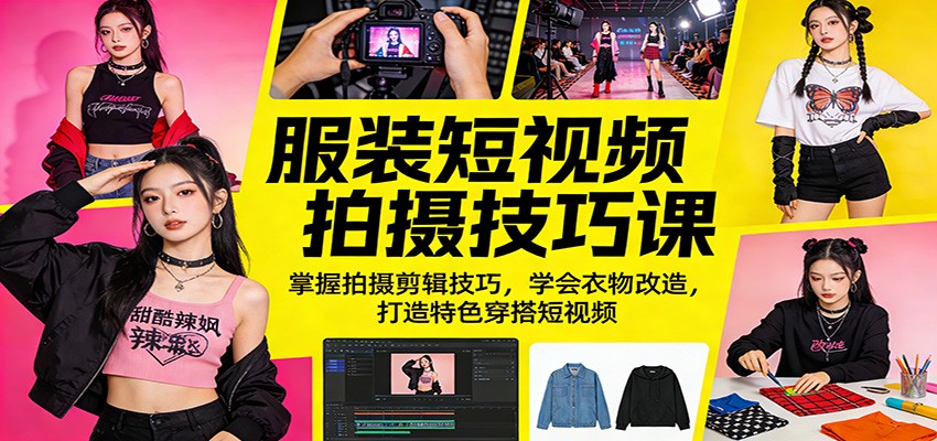 服装短视频拍摄技巧课:掌握拍摄剪辑技巧,学会衣物改造,打造特色穿搭短视频-智云网