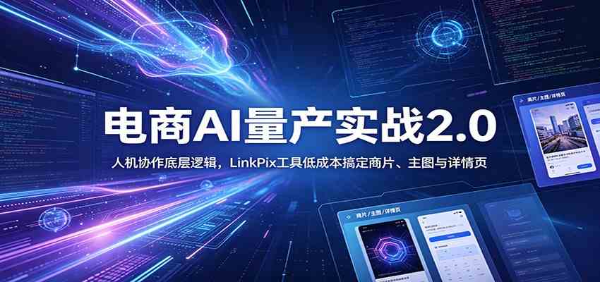 电商人AI量产实战2.0:人机协作底层逻辑,LinkPix工具低成本搞定商片、主图与详情页 电商人AI量产实战2.0:人机协作底层逻辑,LinkPix工具低成本搞定商片、主图与详情页