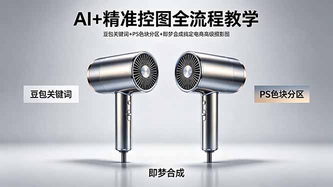 AI+精准控图全流程教学 豆包关键词+PS色块分区+即梦合成搞定电商高级摄影图-智云网