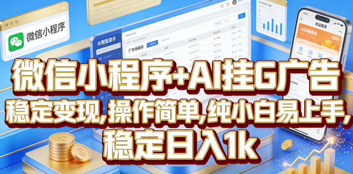 微信小程序+AI挂G广告,稳定变现,操作简单,纯小白易上手,稳定日入1k【揭秘】-智云网