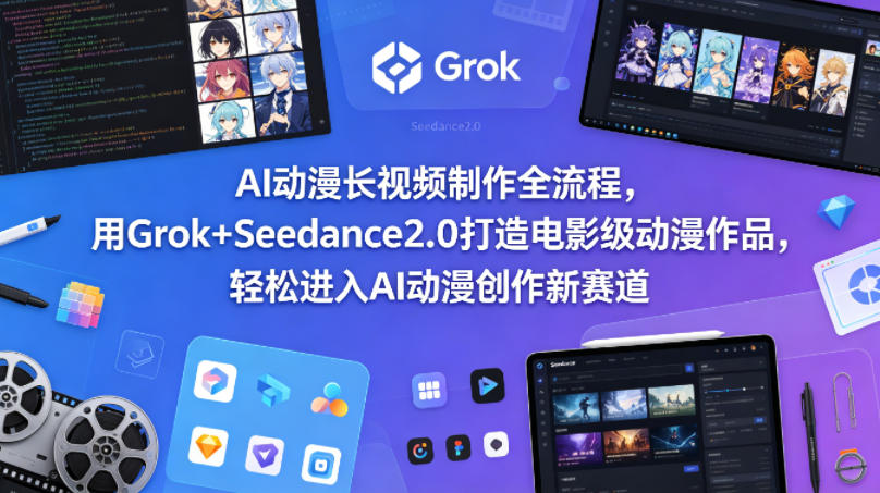 AI动漫长视频制作全流程,用Grok+Seedance2.0打造电影级动漫作品,轻松进入AI动漫创作新赛道 AI动漫长视频制作全流程,用Grok+Seedance2.0打造电影级动漫作品,轻松进入AI动漫创作新赛道