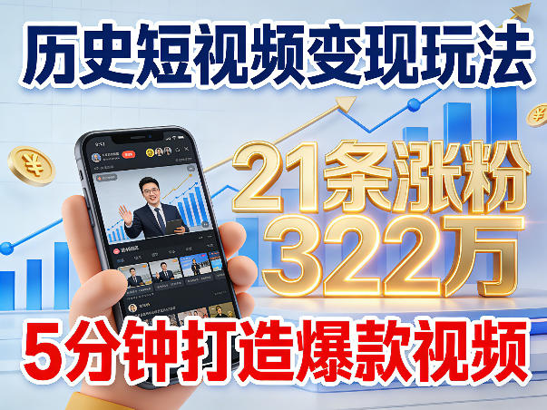 历史短视频变现玩法，不露脸出镜，5分钟打造爆款视频-智云网