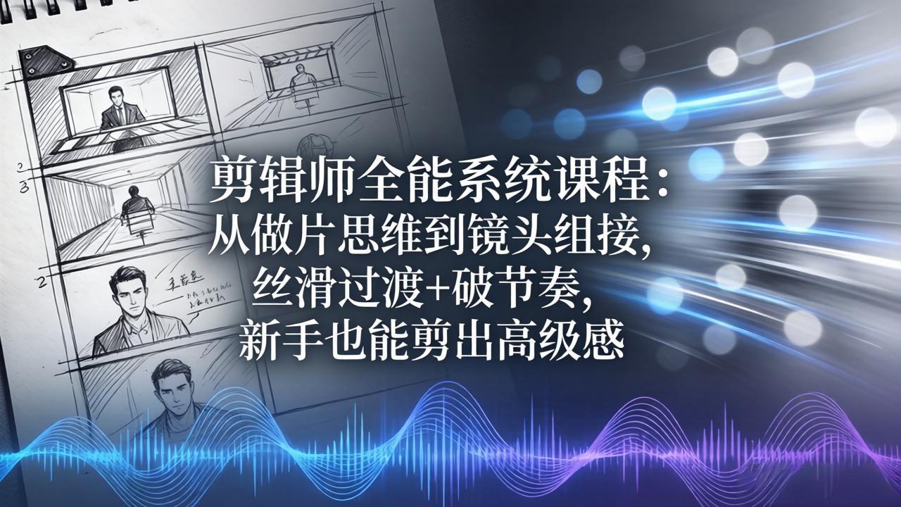 剪辑师全能系统课程:从做片思维到镜头组接,丝滑过渡+破节奏,新手也能剪出高级感-智云网