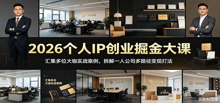 2026个人IP创业掘金大课:汇集多位大咖实战案例,拆解一人公司多路径变现打法 2026个人IP创业掘金大课:汇集多位大咖实战案例,拆解一人公司多路径变现打法