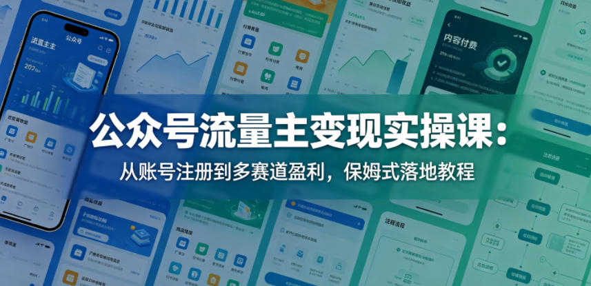 公众号流量主变现实操课:从账号注册到多赛道盈利,保姆式落地教程 公众号流量主变现实操课:从账号注册到多赛道盈利,保姆式落地教程