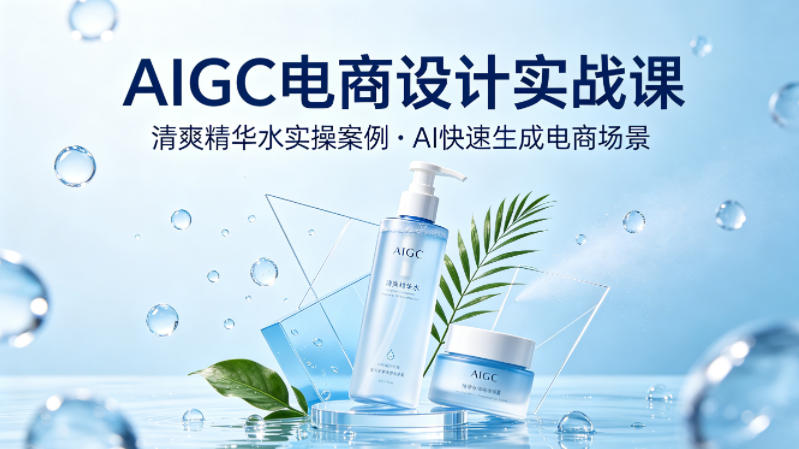 AIGC电商设计实战课,以清爽精华水为实操案例,教你用AI快速生成电商场景-智云网