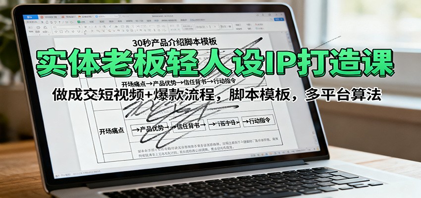 实体老板轻人设IP打造课:做成交短视频+爆款流程,脚本模板,多平台算法-智云网