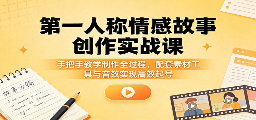 第一人称情感故事创作实战课：手把手教学制作全过程，配套素材工具与音效实现高效起号-智云网