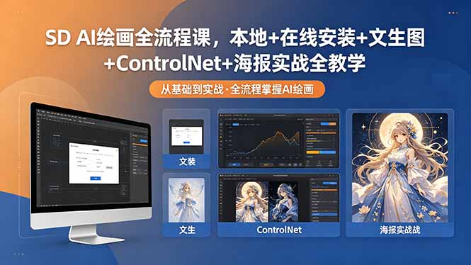 SD AI绘画全流程课,本地+在线安装+文生图+ControlNet+海报实战全教学-智云网