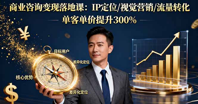 商业咨询变现落地课：IP定位/视觉营销/流量转化，单客单价提升300%-智云网