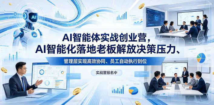 AI智能体实战创业营26年4月23-25号线下课,AI智能化落地老板解放决策压力、管理层实现高效协同、员工自动执行到位 AI智能体实战创业营26年4月23-25号线下课,AI智能化落地老板解放决策压力、管理层实现高效协同、员工自动执行到位
