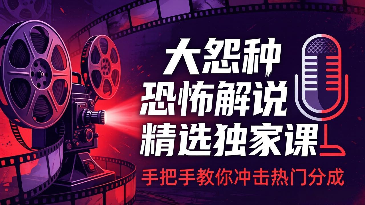 大怨种恐怖解说精选独家课:电影下载+文案配音+片头封面,手把手教你冲击热门分成-智云网