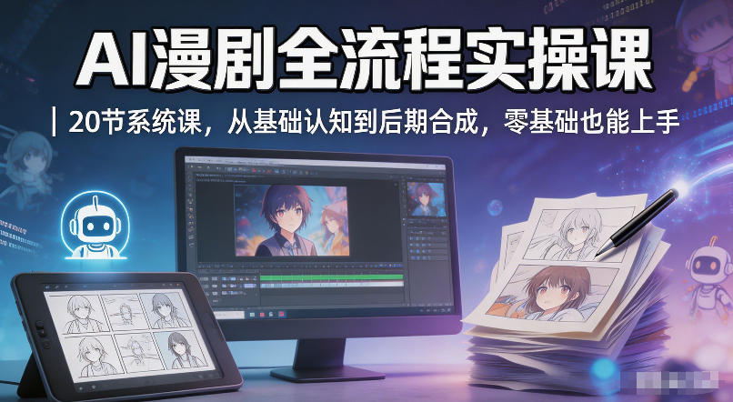 AI漫剧全流程实操课|20节系统课,从基础认知到后期合成,零基础也能上手 AI漫剧全流程实操课|20节系统课,从基础认知到后期合成,零基础也能上手