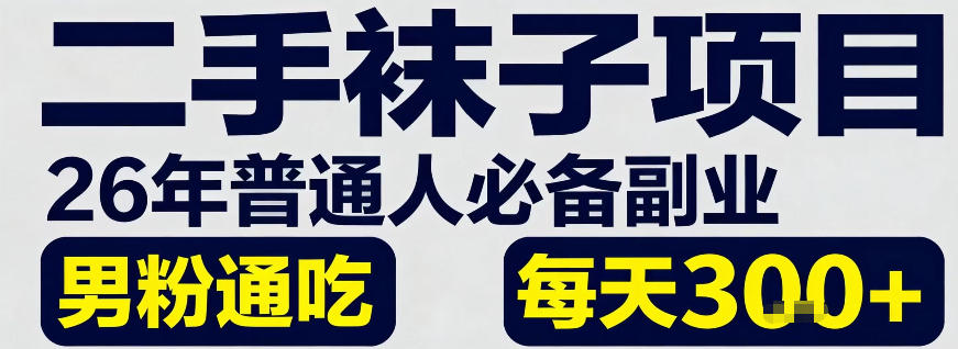 二手袜子项目,26年普通人必备副业,男粉通吃,每天3张+-智云网