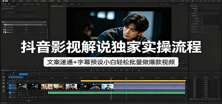 抖音影视解说独家实操流程,文案速通+字幕预设小白轻松批量做爆款视频-智云网