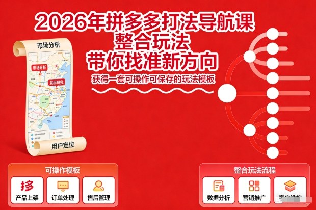 2026年拼多多打法导航课,整合玩法,带你找准新方向,获得一套可操作可保存的玩法模板-智云网
