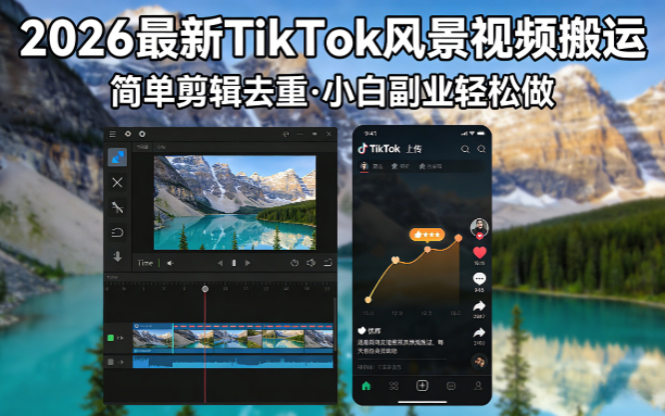 2026最新TikTok风景视频搬运简单剪辑去重小白副业月入 8000-智云网
