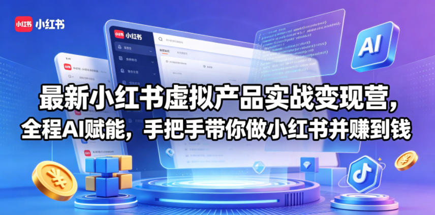最新小红书虚拟产品实战变现营,全程AI赋能,手把手带你做小红书并赚到钱-智云网