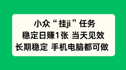 小众挂ji任务手机电脑都能挂,稳定日賺1张+,当天见效【揭秘】-智云网